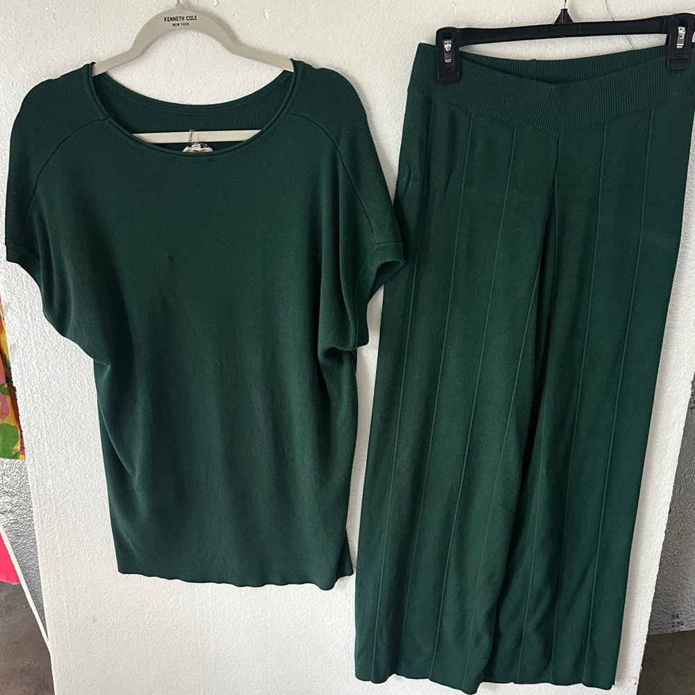 entro Deep Forest Green Wide Leg Pants & Top Set